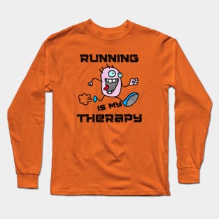 Running is my Therapy (Cartoon Art) Long Sleeve T-Shirt
